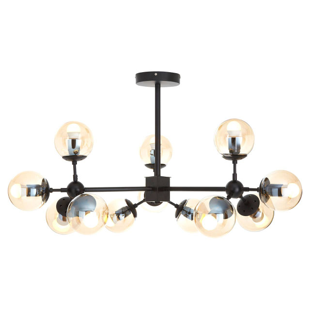 Premier Housewares Abira Matte Black 12 Arm Pendant Light
