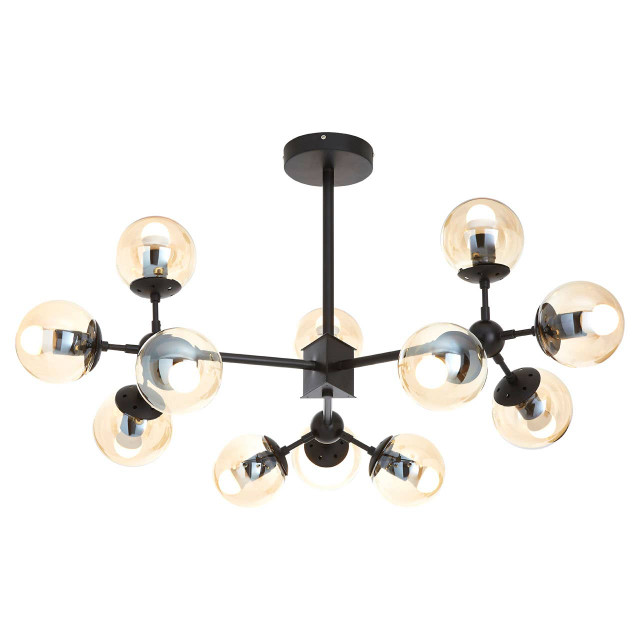 Premier Housewares Abira Matte Black 12 Arm Pendant Light