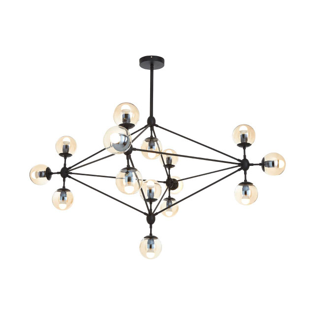 Premier Housewares Abira Matte Black 15 Arm Pendant Light