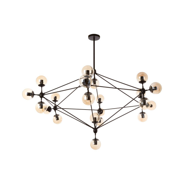 Premier Housewares Abira Matte Black 21 Arm Pendant Lamp