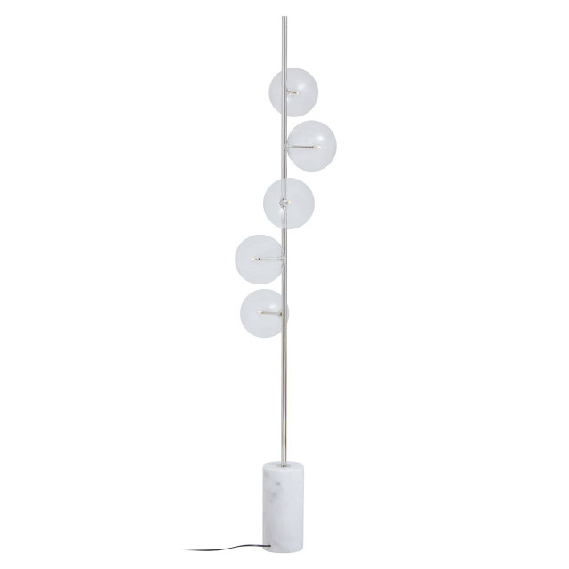 Premier Housewares Abira Nickel And White Marble Floor Lamp