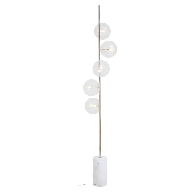 premier housewares Abira Nickel And White Marble Floor Lamp