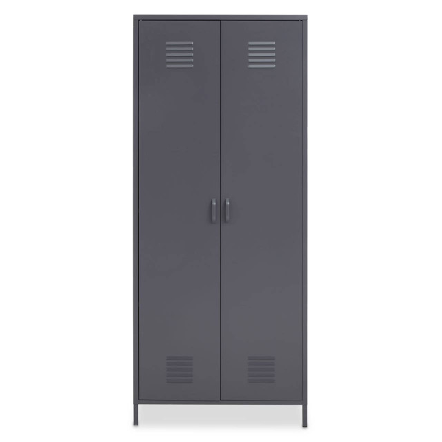 Premier Housewares Academy Grey Two Door Locker Style Wardrobe