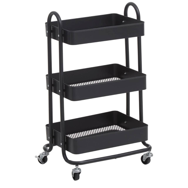 Premier Housewares Acero Three Tier Black Metal Trolley