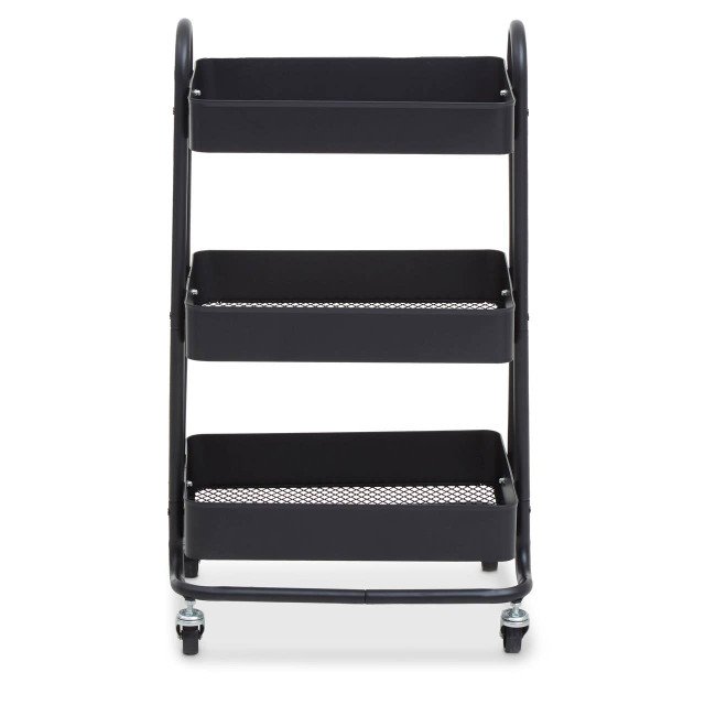 premier housewares Acero Three Tier Black Metal Trolley