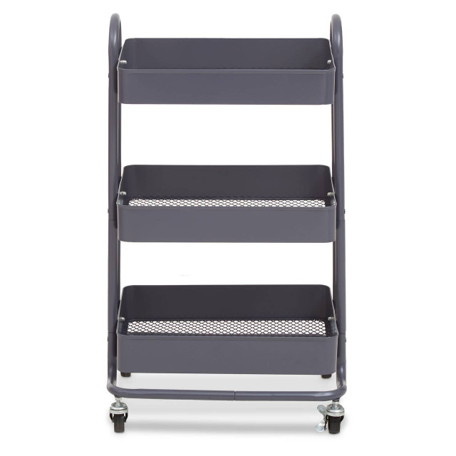 Premier Housewares Acero Three Tier Grey Metal Trolley