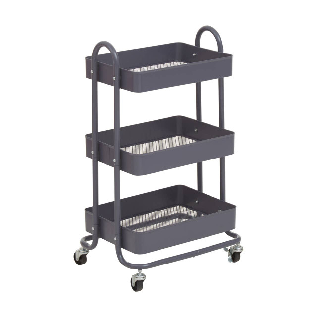 Premier Housewares Acero Three Tier Grey Metal Trolley