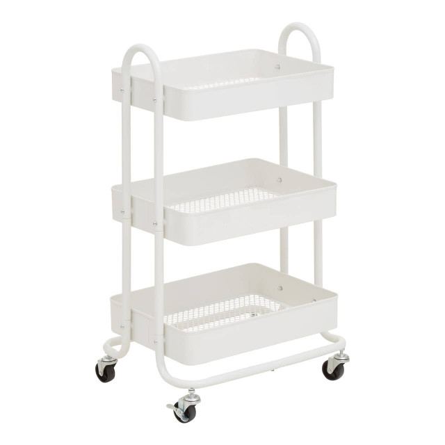 Premier Housewares Acero Three Tier White Metal Trolley