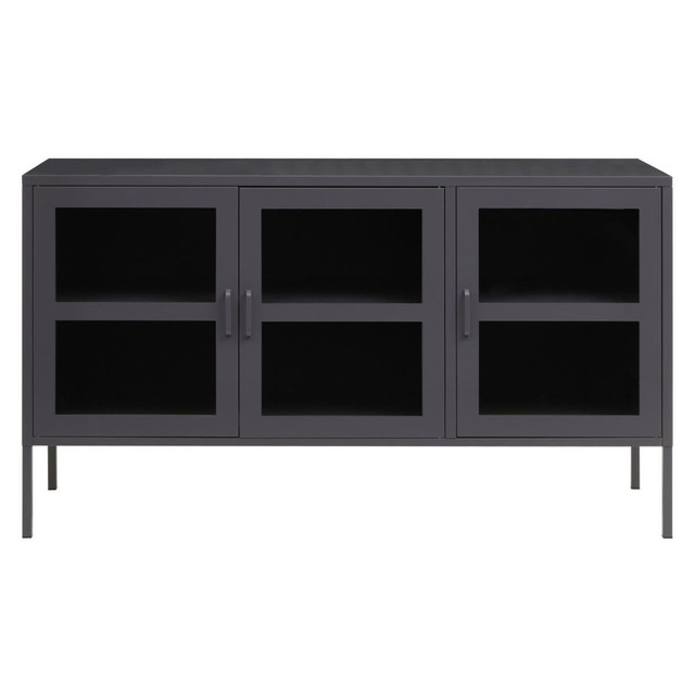 premier housewares Acier Three Door Grey Metal Sideboard