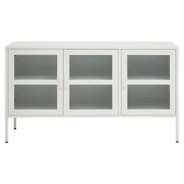 Premier Housewares Acier Three Door White Metal Sideboard