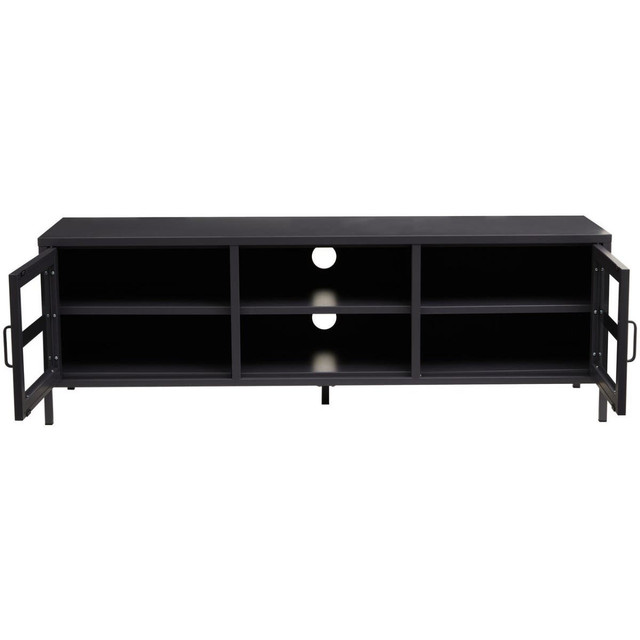 Premier Housewares Acier Two Door Black Metal Media Unit