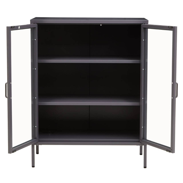 Premier Housewares Acier Two Door Grey Metal Cabinet