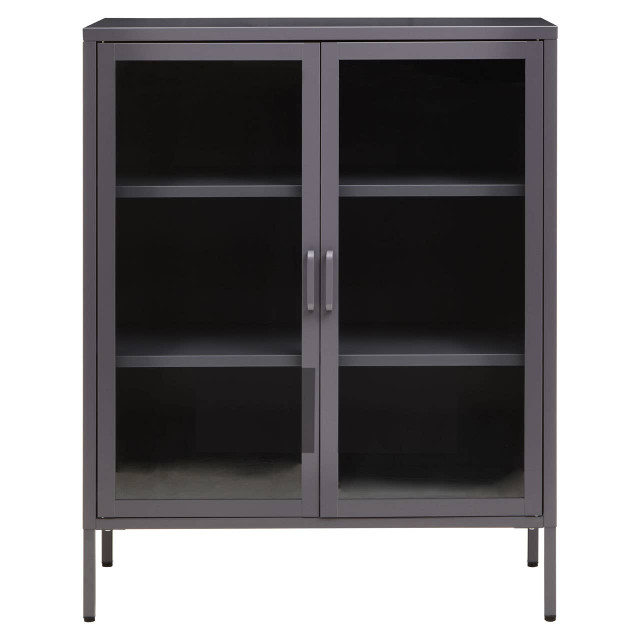 premier housewares Acier Two Door Grey Metal Cabinet