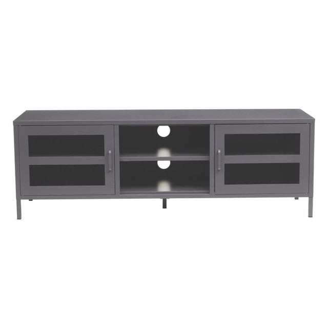 Premier Housewares Acier Two Door Grey Metal Media Unit