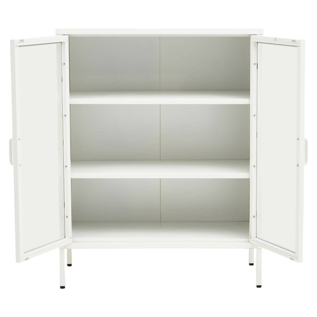 Premier Housewares Acier Two Door White Metal Cabinet