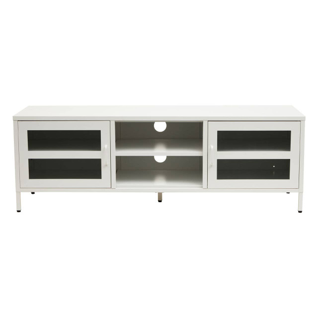premier housewares Acier Two Door White Metal Media Unit
