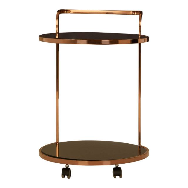 Premier Housewares Ackley 2 Tier Rose Gold Finish Drinks Trolley