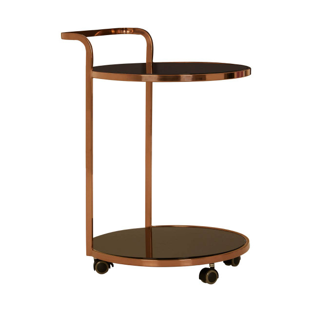 premier housewares Ackley 2 Tier Rose Gold Finish Drinks Trolley