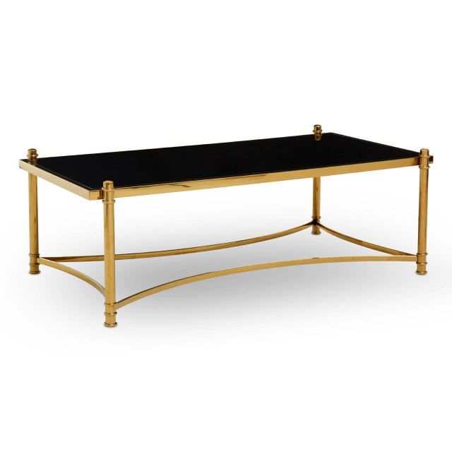 Premier Housewares Ackley Gold Coffee Table With Black Glass