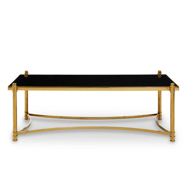 premier housewares Ackley Gold Coffee Table with Black Glass