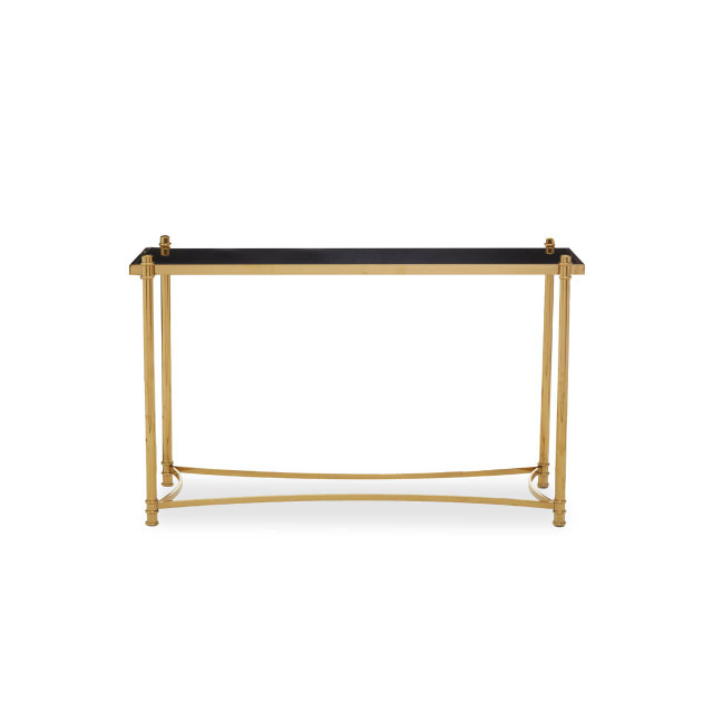 Premier Housewares Ackley Gold Console Table With Black Glass