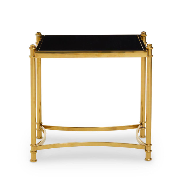 premier housewares Ackley Gold Side Table with Black Glass
