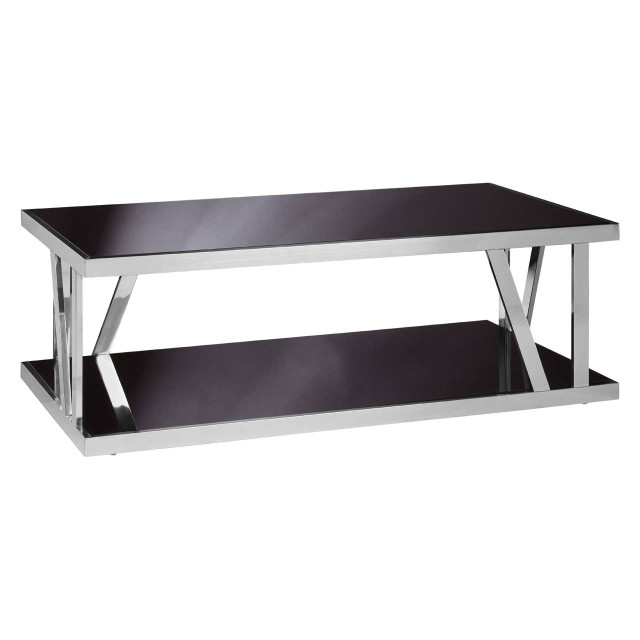 Premier Housewares Ackley Silver Coffee Table With Black Glass