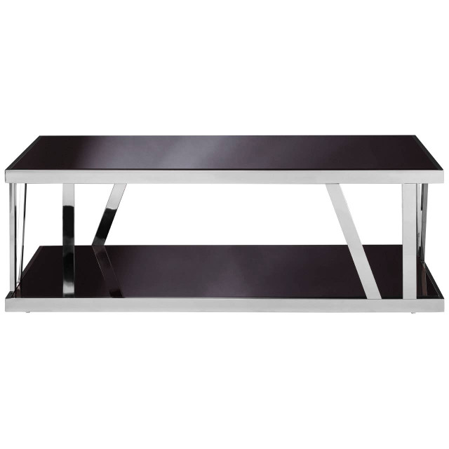premier housewares Ackley Silver Coffee Table with Black Glass