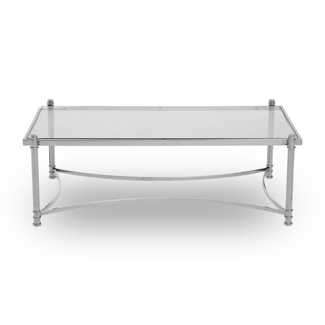 Premier Housewares Ackley Silver Coffee Table With Clear Glass