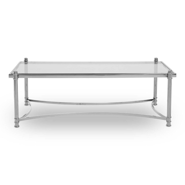 premier housewares Ackley Silver Coffee Table with Clear Glass