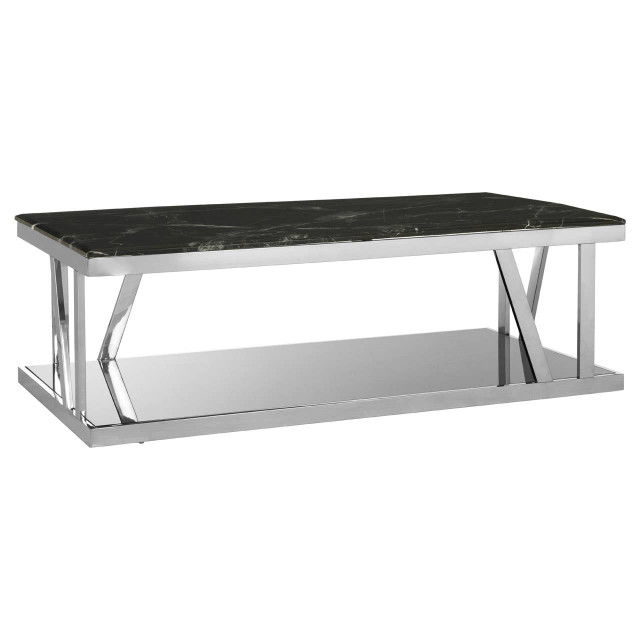 Premier Housewares Ackley Silver Coffee Table With Marble Top
