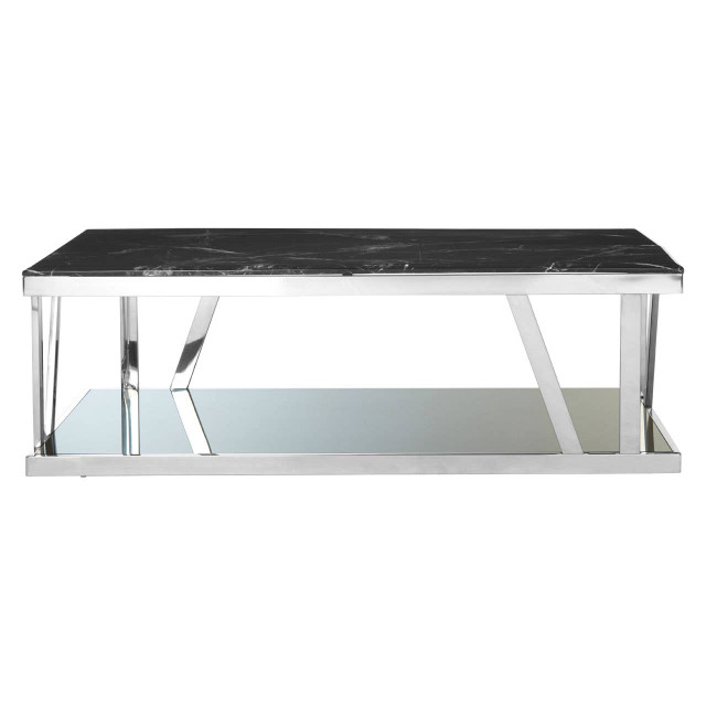 premier housewares Ackley Silver Coffee Table with Marble Top