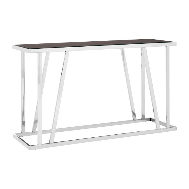 Premier Housewares Ackley Silver Console Table With Black Glass