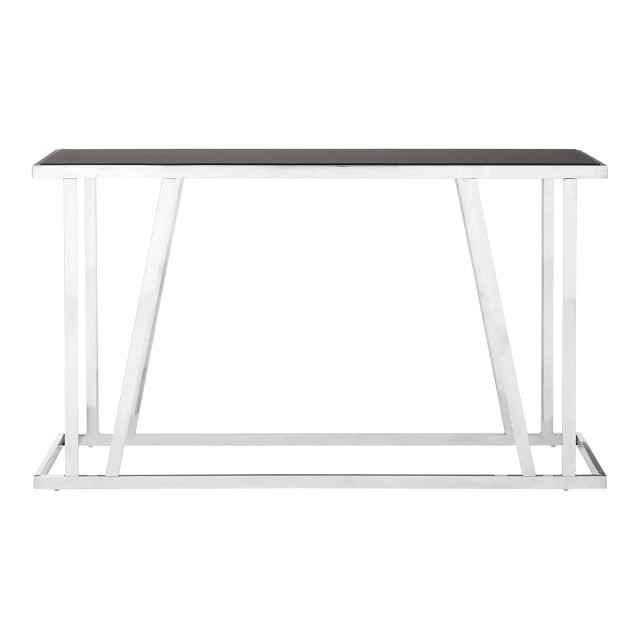 premier housewares Ackley Silver Console Table With Black Glass