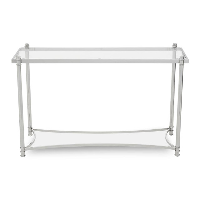 Premier Housewares Ackley Silver Console Table With Clear Glass