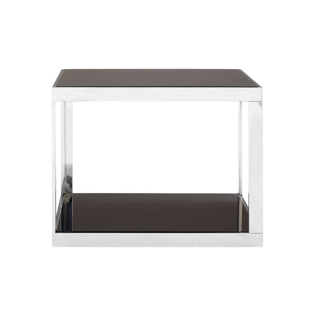 Premier Housewares Ackley Silver Square Coffee Table With Black Glass