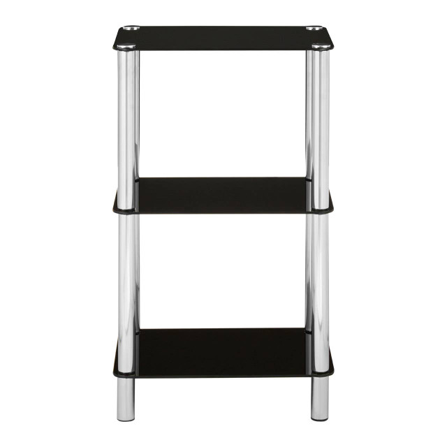 Premier Housewares Adam 3 Tier Black Glass Shelf Unit