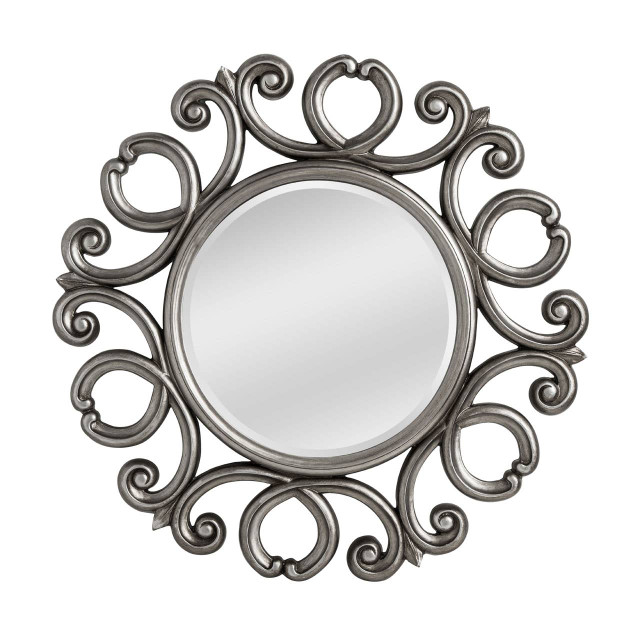 premier housewares Adelere Silver Finish Frame Round Wall Mirror