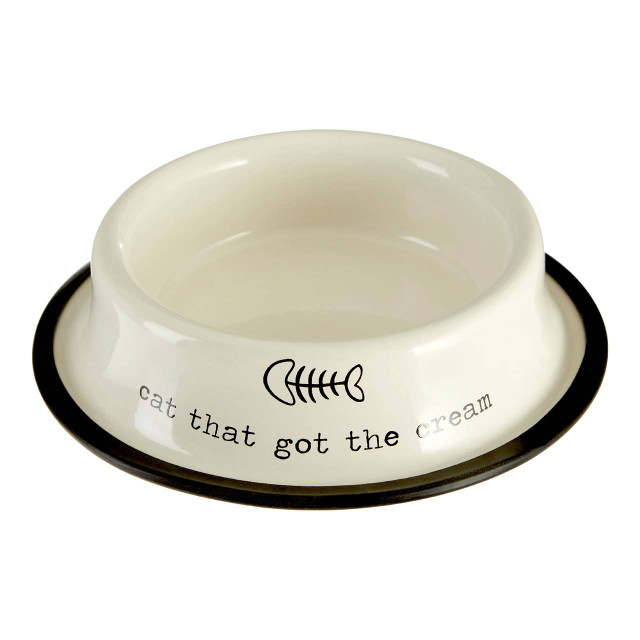 Premier Housewares Adore Pets 0.4Ltr Cat That Got The Cream Bowl