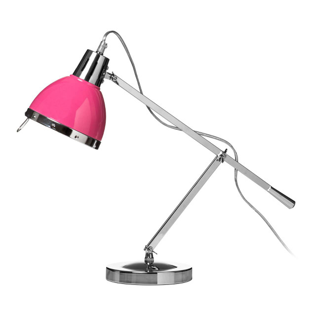 premier housewares Adura Adjustable Desk Table Lamp in Pink and Chrome