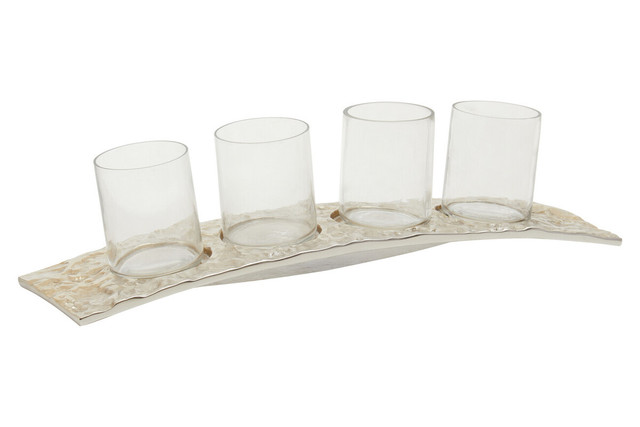 Premier Housewares Akola Antique Gold And Glass Tealight Holder