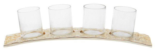 premier housewares Akola Antique Gold and Glass Tealight Holder