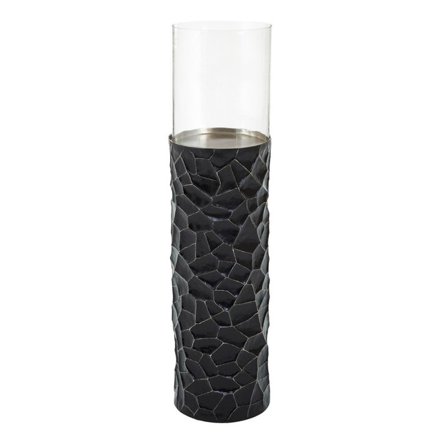 Premier Housewares Akola Black And Gold Large Floor Standing Hurricane Candle Holder