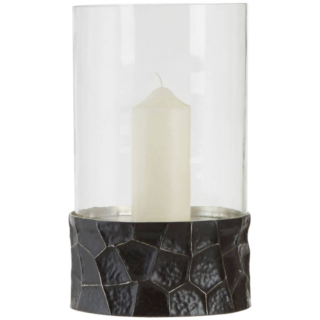 Premier Housewares Akola Black And Gold Large Hurricane Candle Holder