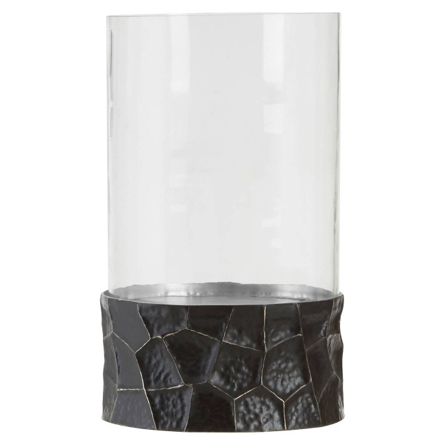 premier housewares Akola Black and Gold Large Hurricane Candle Holder