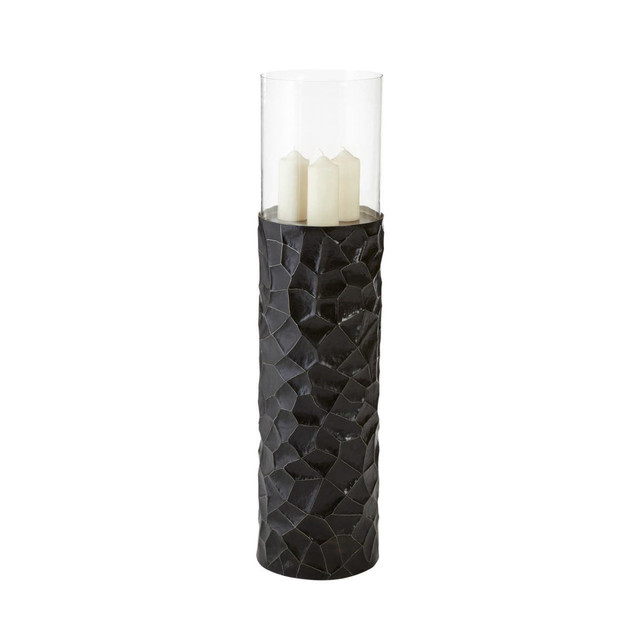 Premier Housewares Akola Black And Gold Small Floor Standing Hurricane Candle Holder