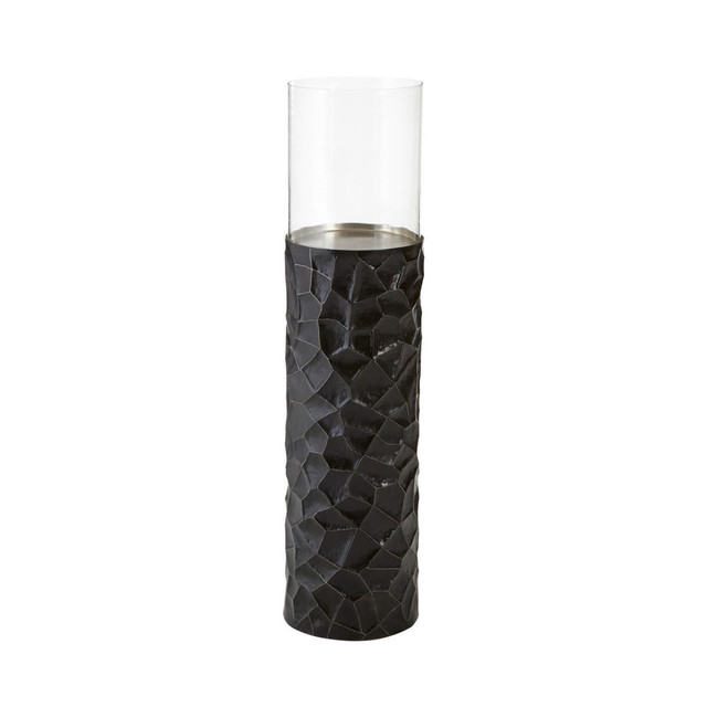 premier housewares Akola Black and Gold Small Floor Standing Hurricane Candle Holder
