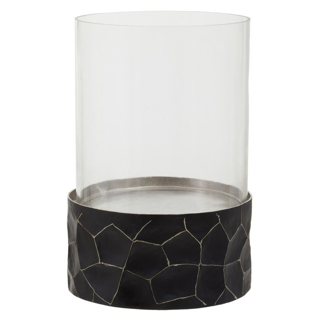 Premier Housewares Akola Black And Gold Small Hurricane Candle Holder