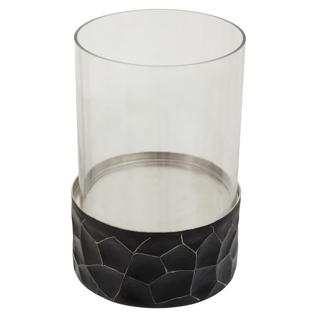 Premier Housewares Akola Black And Gold Small Hurricane Candle Holder