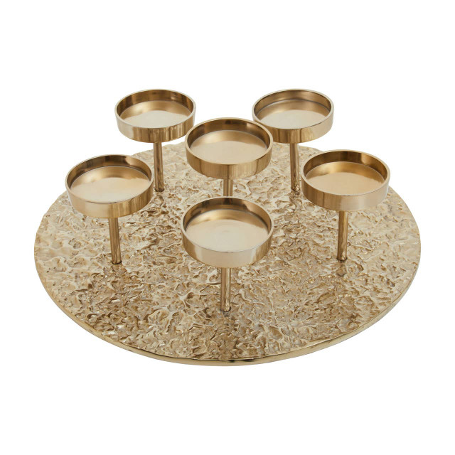 Premier Housewares Akola Gold Round Six Pillar Candle Holder